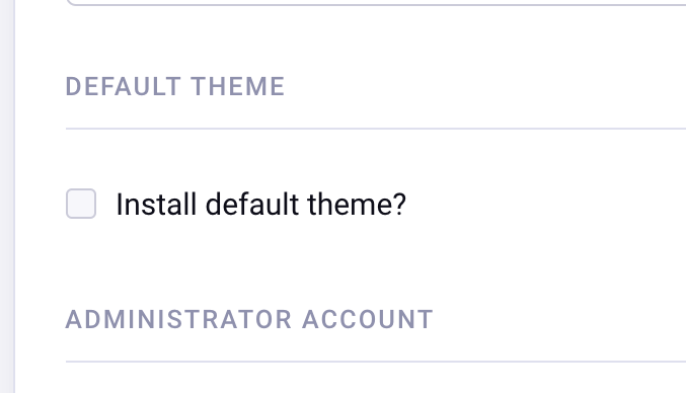 Browser screenshot of unchecked default theme checkbox