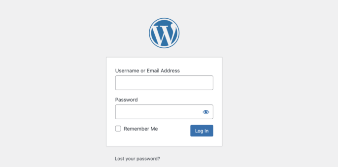 WordPress login screen image