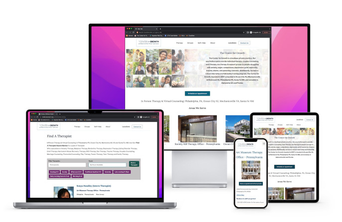 The Center For Growth website on multiple devices